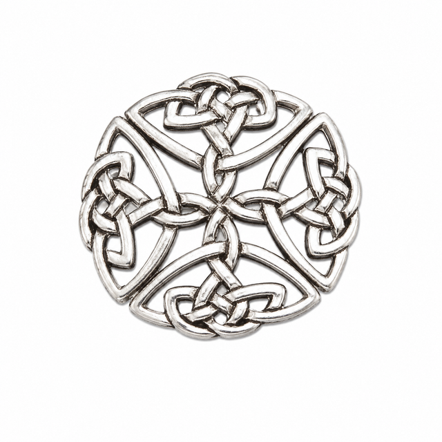 Pewter Celtic four knot pin badge with decorative interlaced knotwork