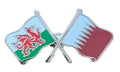 Wales and Qatar Flags Diplomatic Friendship Enamel Lapel Pin Badge image 0