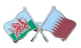Wales and Qatar Flags Diplomatic Friendship Enamel Lapel Pin Badge image 0