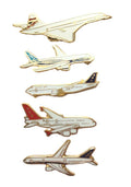 Set of 5 Famous Airliners, Concorde, 787, Boeing, Airbus, 747. Enamel Lapel Pins image 0