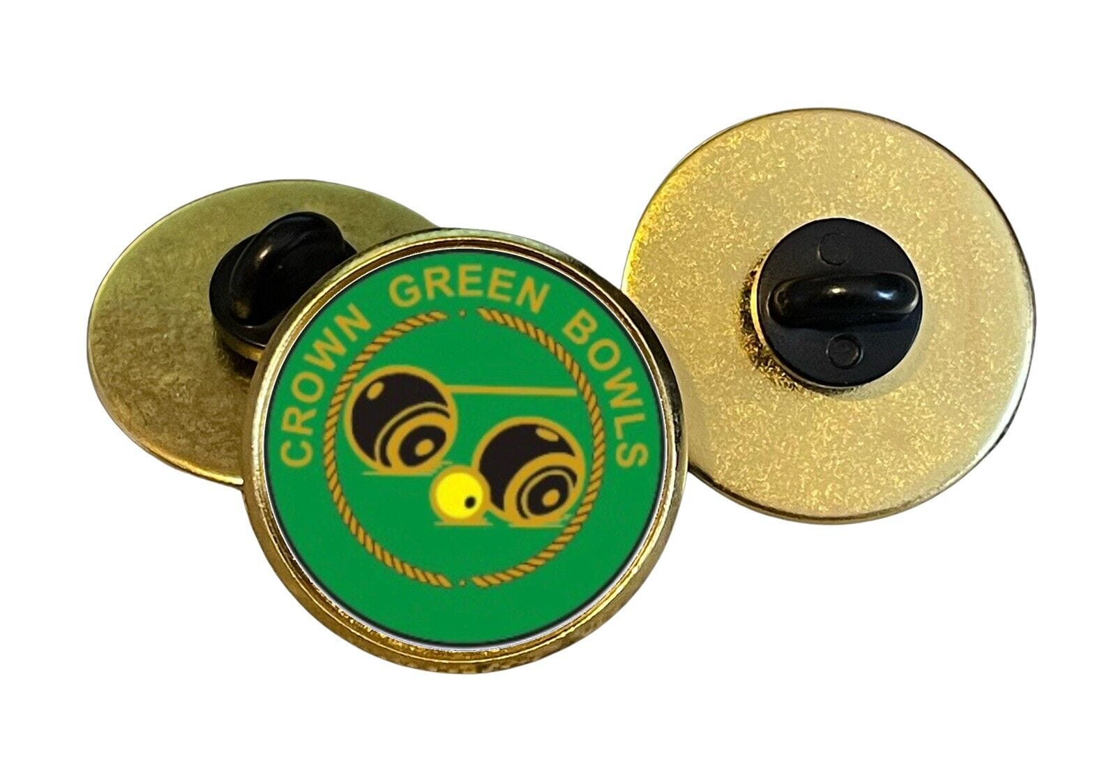 3 x Crown Green Bowls Lapel Pin Badges (Luna) image 0