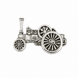 Pewter vintage steam traction engine lapel pin badge with spoked wheels