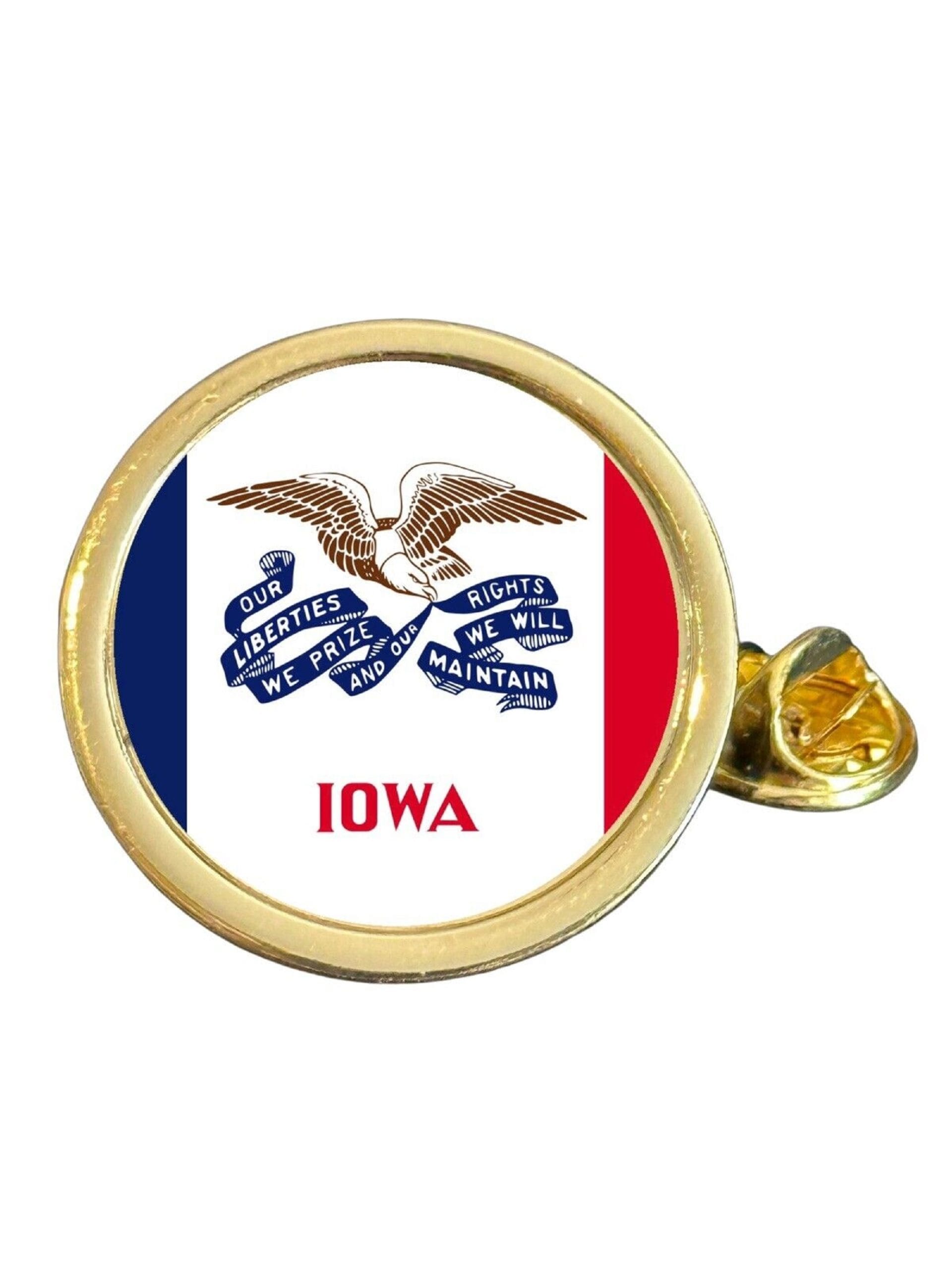 State Of Iowa Part Flag USA Gold Plated Domed Lapel Pin Badge in Bag image 0