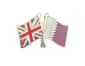 Union Jack and Qatar Flags Diplomatic Friendship Enamel Lapel Pin Badge image 0