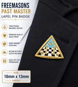 Freemasons Past Master's Lapel Pin Badge – Gold & Enamel – 16mm x 13mm