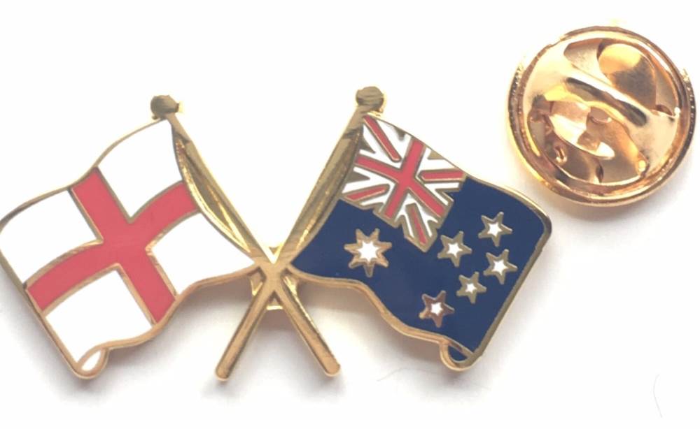 England & Australia Flags Friendship Courtesy Enamel Lapel Pin Badge *New Size* image 1