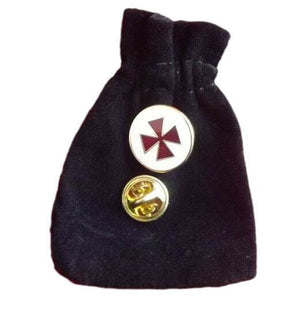 Masonic Preceptory Knights Malta Enamel Lapel Pin Badge with Black Velvet Pouch image 0