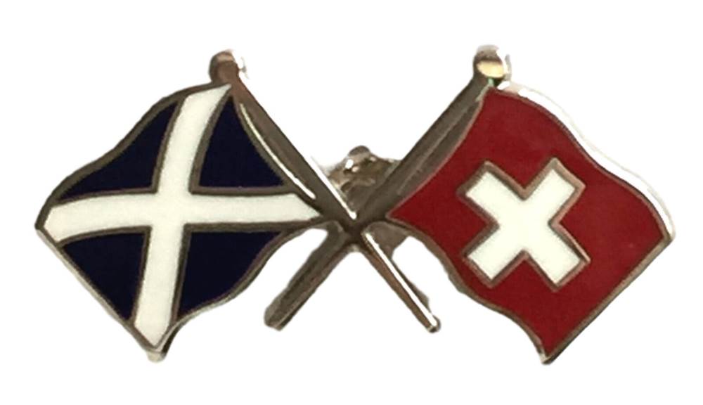 Scotland & Switzerland Flags Friendship Courtesy Enamel Lapel Pin Badge T799 image 0
