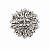 Green Man pewter pin badge with traditional leafy foliate face