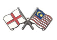 England & Malaysia Flags Friendship Courtesy Enamel Lapel Pin Badge image 0