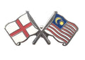 England & Malaysia Flags Friendship Courtesy Enamel Lapel Pin Badge image 0