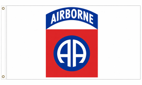82nd Airborne flag with red and blue double-A insignia on white, 5ft x 3ft