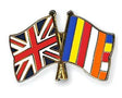 United Kingdom & Buddhism Friendship Flags Enamel Lapel Pin Badge image 0