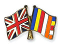 United Kingdom & Buddhism Friendship Flags Enamel Lapel Pin Badge image 0