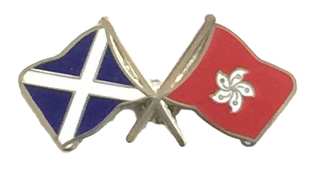 Scotland & Hong Kong Flags Friendship Courtesy Enamel Lapel Pin Badge T801 image 0