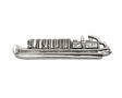 Pewter traditional canal narrowboat lapel pin badge with detailed cabin and hull