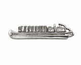 Pewter traditional canal narrowboat lapel pin badge with detailed cabin and hull
