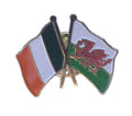 Ireland - Wales Red Dragon Friendship Double Flags Enamel Lapel Pin Badge image 0