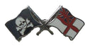 Pirate Jolly Roger / Royal Navy White Ensign Military Enamel Lapel Badge image 0