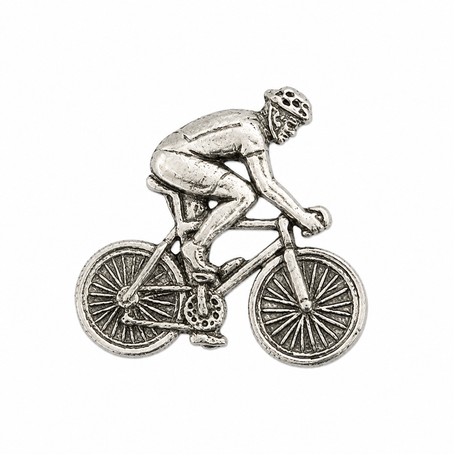 Pewter cyclist road bike cycling lapel pin badge