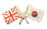 Union Jack & South Korea Flags Friendship Courtesy enamel Lapel Pin Badge T283 image 0