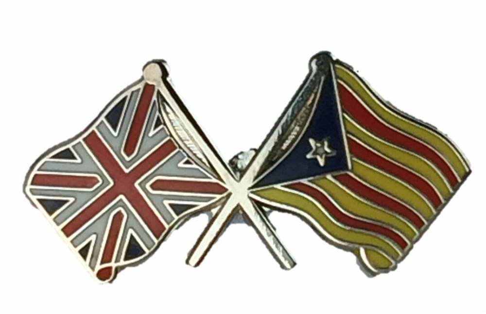 Union Jack & Barcelona Catalonia Friendship Enamel Lapel Pin Badge image 2