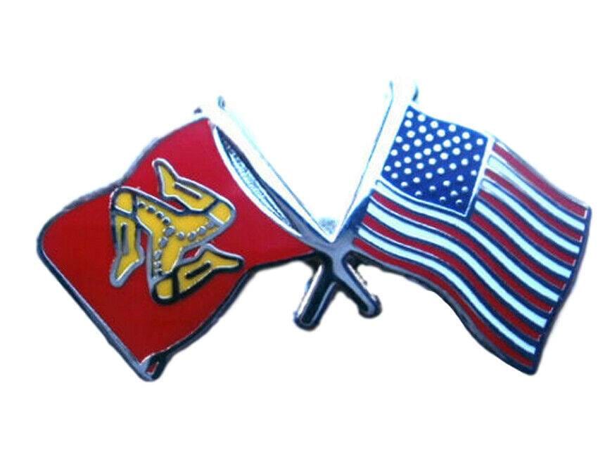 Isle Of Man And USA United States of America Friendship Enamel Lapel Pin Badge image 0