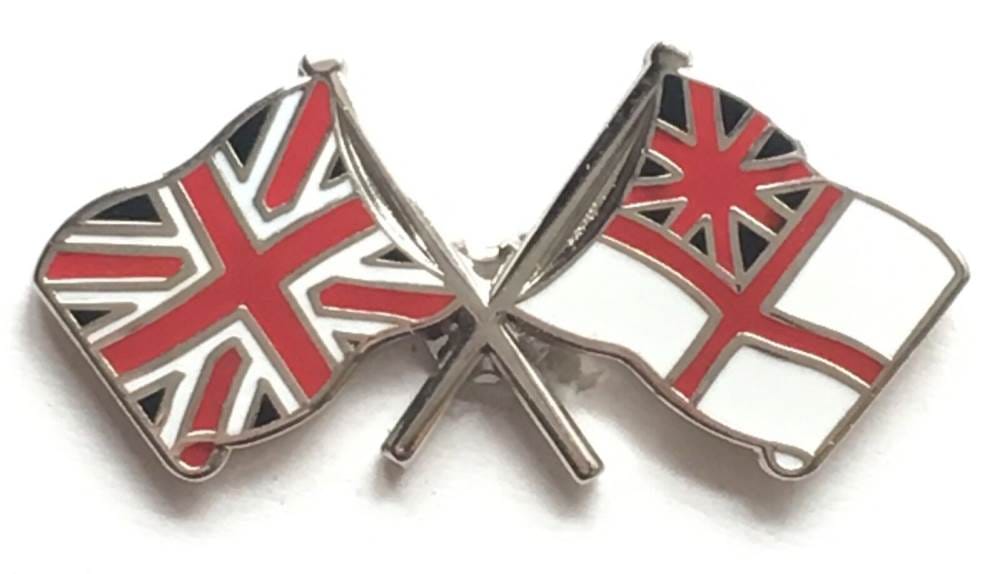 Union Jack and Navy White Ensign Flags MOD Approved Enamel Lapel Pin Badge image 0