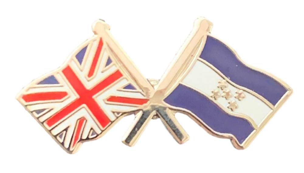 Union Jack & Honduras Flags Friendship Courtesy  enamel Lapel Pin Badge T478 image 1