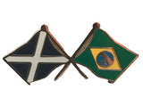 Scotland & Brazil Flags Friendship Courtesy Enamel Lapel Pin Badge T545 image 0