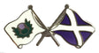 Scotland Thistle & Saltire Flags Friendship Courtesy Enamel Lapel Pin Badge T394 image 0