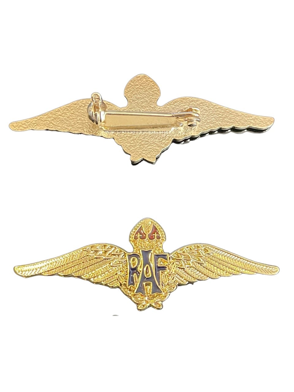 MOD Approved RAF Royal Air Force Bright Gold Sweetheart Wings Brooch Badge image 0
