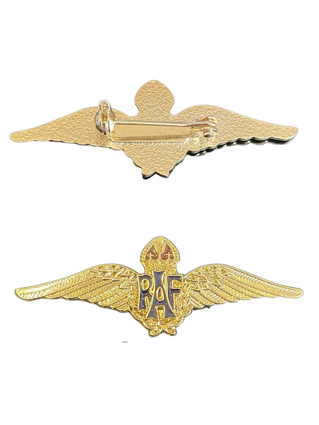 MOD Approved RAF Royal Air Force Bright Gold Sweetheart Wings Brooch Badge image 0