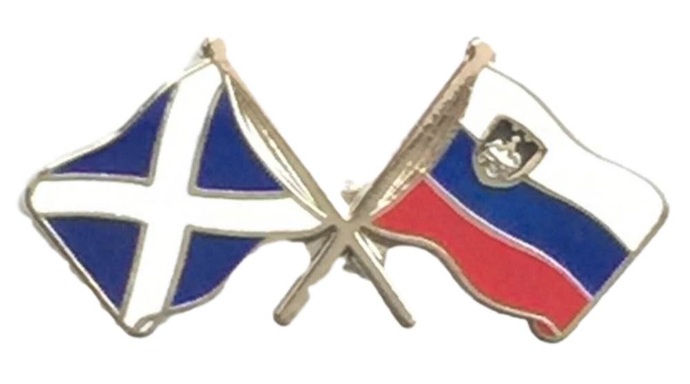 Scotland & Slovenia Flags Friendship Courtesy Enamel Lapel Pin Badge T1000 image 0