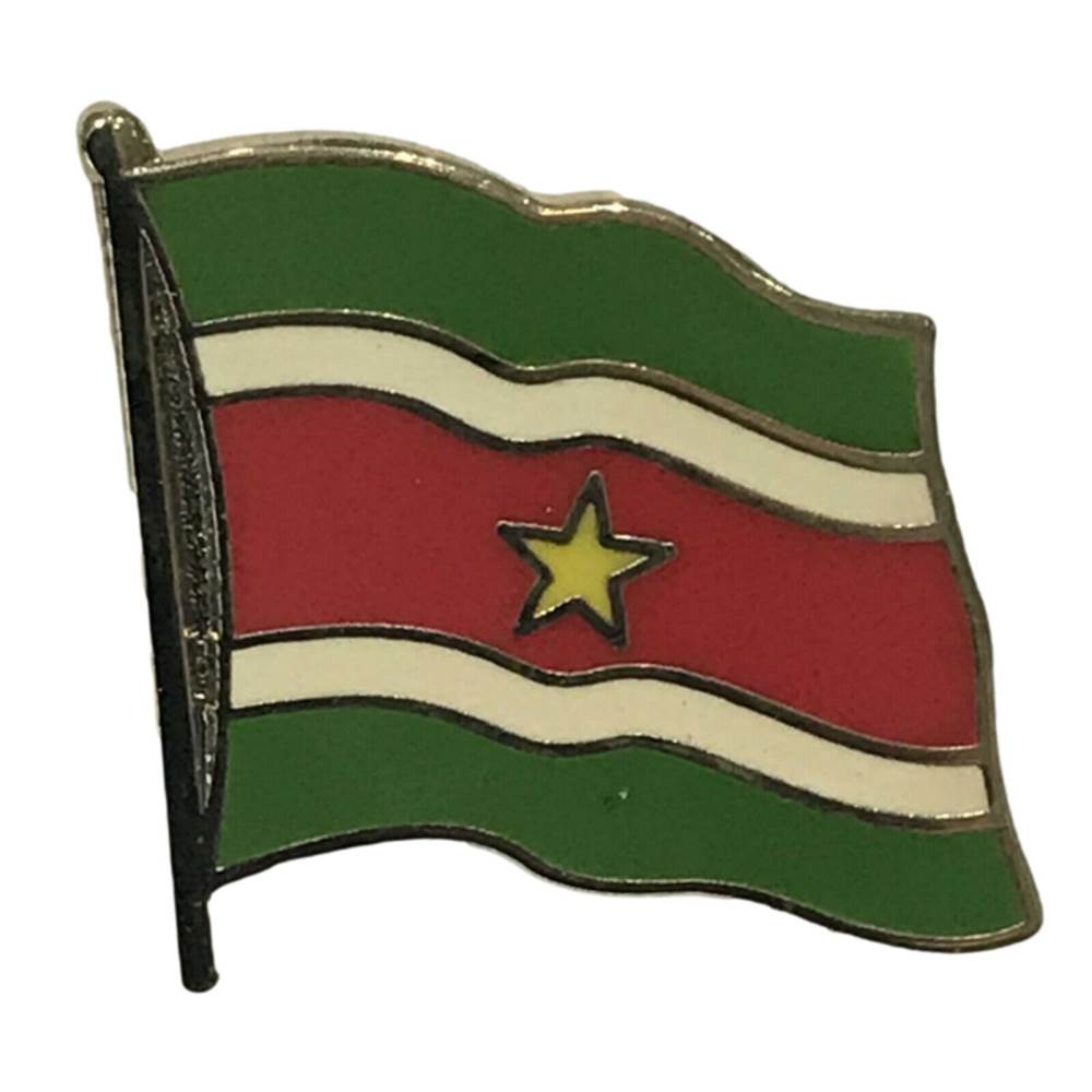 Suriname National Flag 3/4 Gold Plated Courtesy Enamel Pin Badge image 0