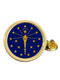 State Of Indiana Part Flag USA Gold Plated Domed Lapel Pin Badge in Bag image 0