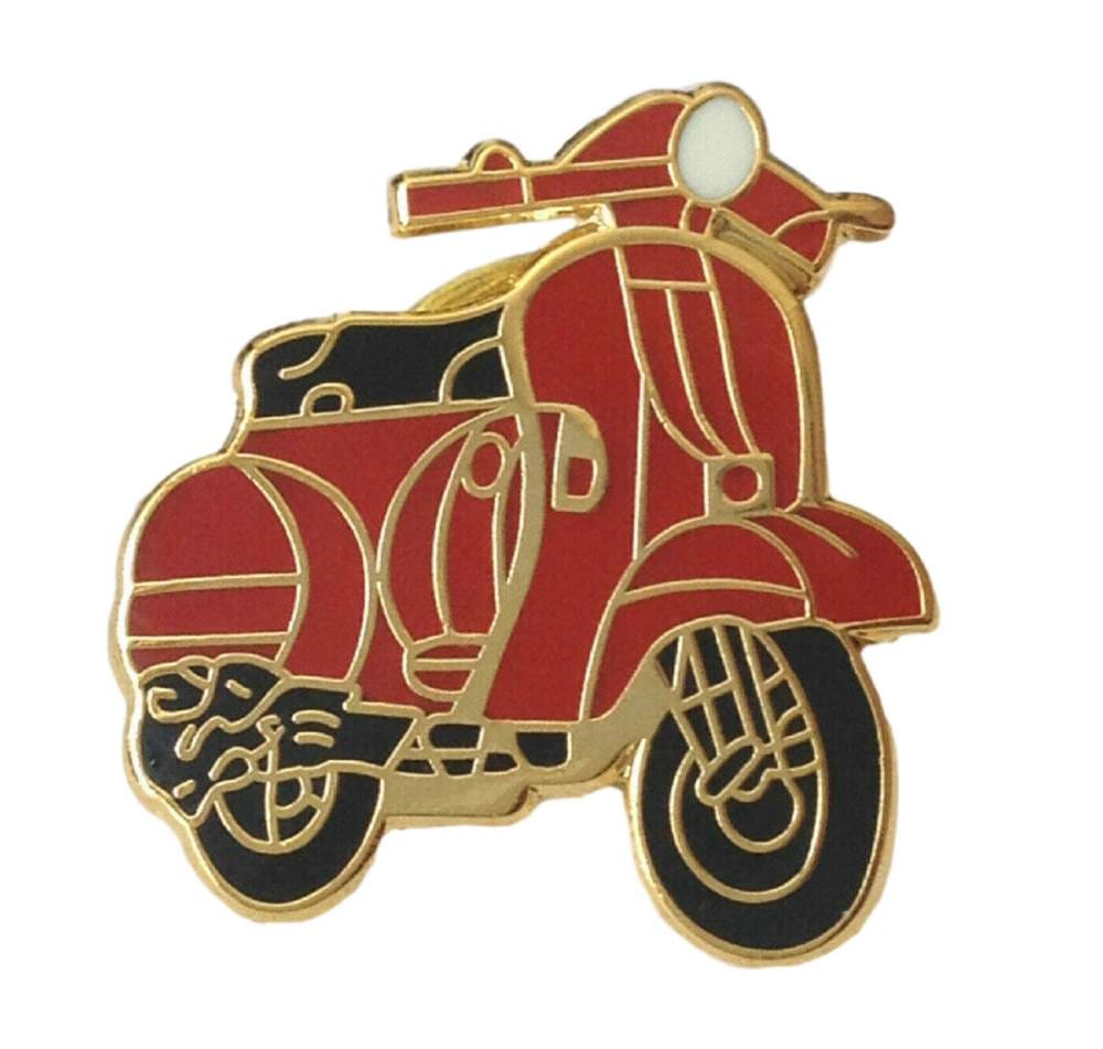 Red Scooter Mod Motorbike Biker Enamel Lapel Pin Badge image 0