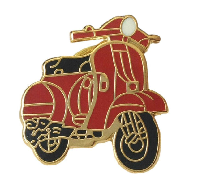 Red Scooter Mod Motorbike Biker Enamel Lapel Pin Badge image 0
