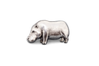 Detailed pewter Hippopotamus (Hippo) pin badge with butterfly clutch fastening on a white background.