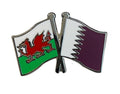 Wales and Qatar Flags Diplomatic Friendship Enamel Lapel Pin Badge image 0