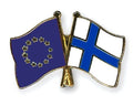 EU European Union & Finland Flags Friendship Courtesy Enamel Lapel Pin Badge image 0