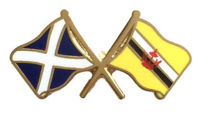 Scotland & Brunei Flags Friendship Courtesy Enamel Lapel Pin Badge T1199 image 0