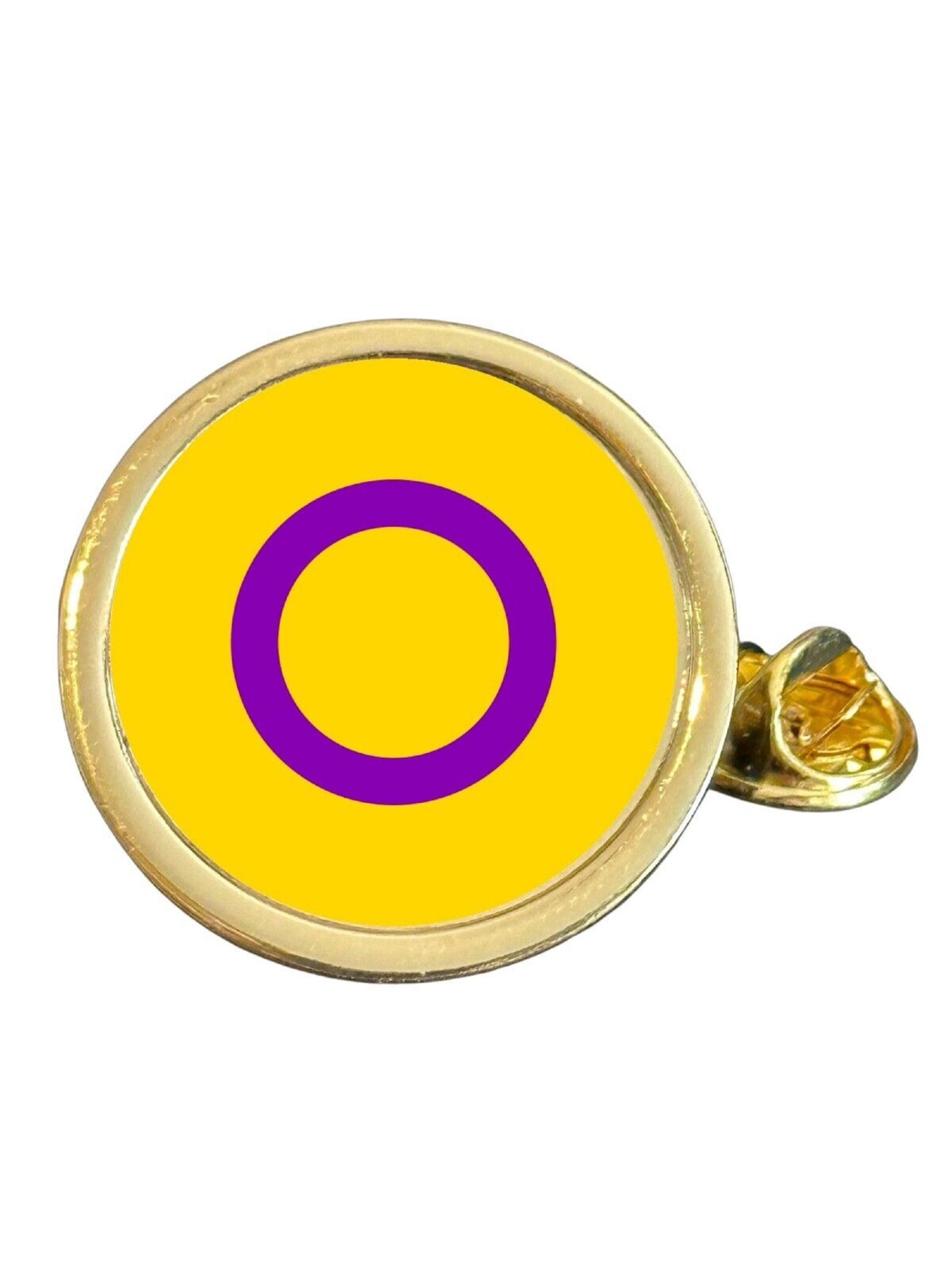 Intersex LGBTQ+ Pride Gold Plated Domed Lapel Pin Badge in Bag image 0