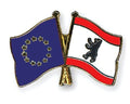 EU European Union & Berlin Flags Friendship Courtesy Enamel Lapel Pin Badge image 0
