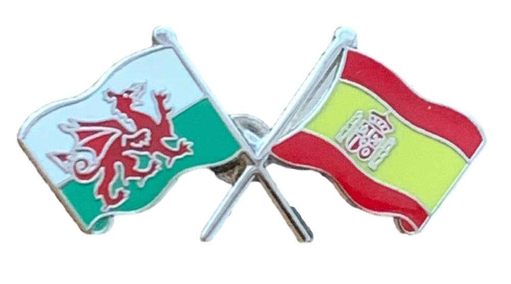 Wales & Spain Flags Friendship Courtesy Enamel Lapel Pin Badge T363 image 1