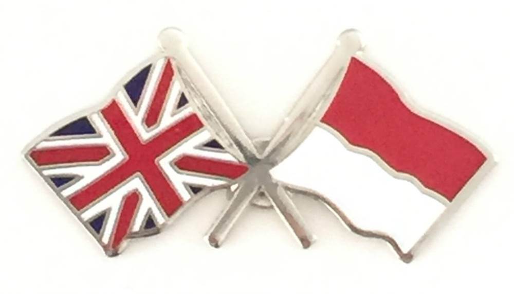 Great Britain & Monaco Flags Friendship Courtesy Enamel Lapel Pin Badge image 0