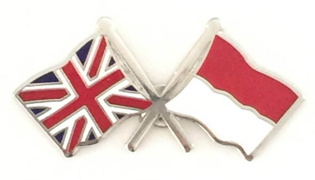 Great Britain & Monaco Flags Friendship Courtesy Enamel Lapel Pin Badge image 0