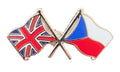 Union Jack & Czech Republic Flags Friendship Courtesy enamel Pin Badge T806 image 0