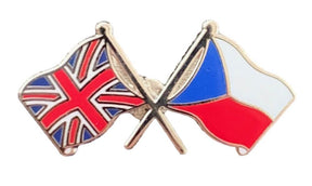 Union Jack & Czech Republic Flags Friendship Courtesy enamel Pin Badge T806 image 0