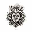 Green Lady pewter pin badge with female face surrounded by leaves